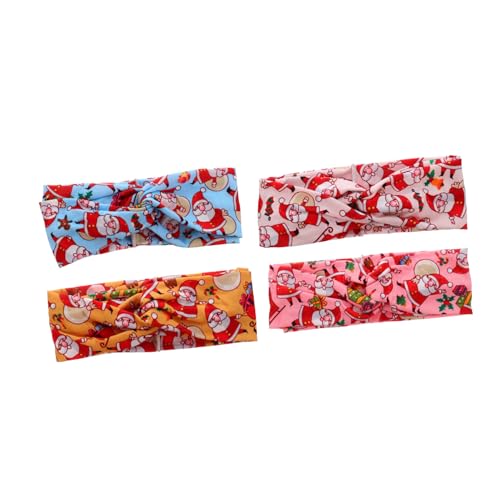 ERINGOGO 4 Stück Teiliges Weihnachts Haarband mit Elastischen Atmungsaktiven Stoffbändern Niedliche Santa und Rentiermotive und Bequem für Damen als Festliches Accessoire und Haarschmuck von ERINGOGO