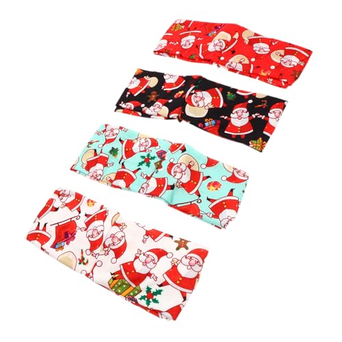 ERINGOGO 4 Stück Teiliges Weihnachts Stirnband für Damen Elastisch mit Santa Claus und Rentier Motiv Modisches Haarband Schweißabsorbierend Passend für Fitness Yoga und Alltag in Rot Grün von ERINGOGO