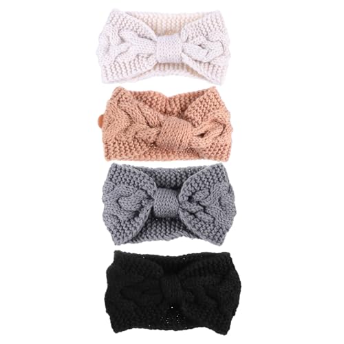 ERINGOGO 4 Stück Teiliges Winterliches Strickstirnband mit Knöpfen Warmes Elastisches Haarband für Damen Maskenfreundlich Ohrenschutz gegen Druck Modisch und Bequem Geeignet für Kalte Tage von ERINGOGO