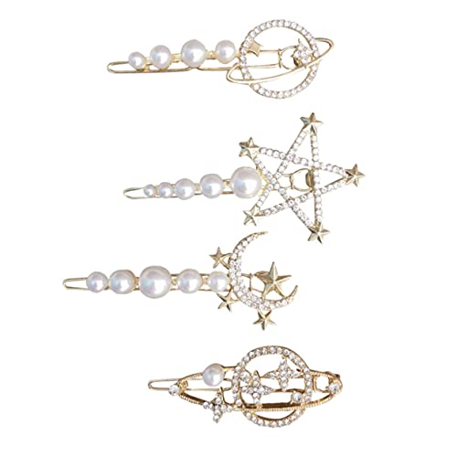 ERINGOGO 4stücke Perlen Haarspangen Planet Mond Haarclips Frauen Mädchen Kopfschmuck Haarschmuck Für Hochzeit Party Geburtstag von ERINGOGO