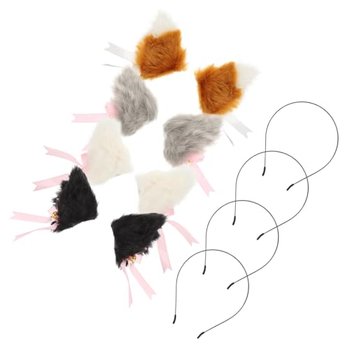ERINGOGO 4paare Süße Katzenohren Haarklammern Mit Schleife Plüsch Haarclips Für Cosplay Niedliche Party-dekoration Accessoires Für Mädchen Und Katzenliebhaber von ERINGOGO