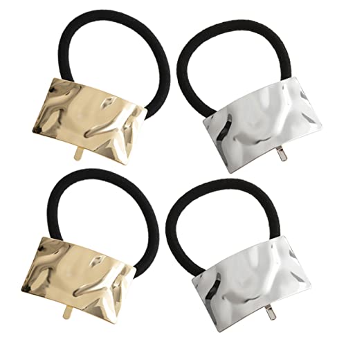 ERINGOGO 4stücke Elastische Haargummis Mit Metallcuff Hochwertige Haarbänder Für Damen Für Pferdeschwänze Und Kreative Frisuren Langlebig Und Haarschonend von ERINGOGO