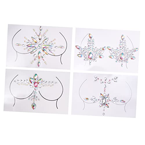 ERINGOGO 4sätze Damen Brust Strass Party Diy Brust Strass Aufkleber Decals Aus Acryl von ERINGOGO