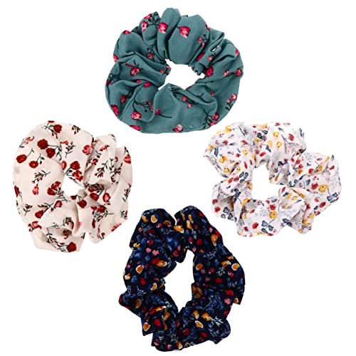 ERINGOGO 4stücke Haar Seile Dehnbare Haarringe Haarschmuck Haarseile Für Frauen Mit Muster Haargummis Für Pferdeschwanz von ERINGOGO