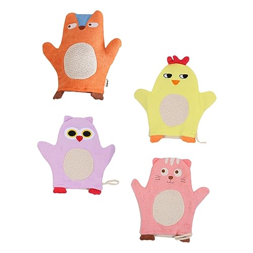 ERINGOGO 4stücke Tierdesign Junge Mädchen-badewaschhandschuhe Weiche Rubbeltücher Für Sanfte Hautreinigung Für Zuhause Und Reisen Zufälligem Stil von ERINGOGO