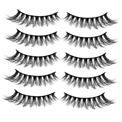 ERINGOGO 5 Paar Fiber False Eyelashes Dicke Lange Künstliche Wimpern Leichte Weiche und Dichte Wimpernverlängerung für Damen Attraktives Augen Make Up Europäischer Stil von ERINGOGO