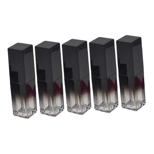 ERINGOGO 5 Stück Teiliges Gradient Schwarz Leerer Lipgloss Tube DIY Kosmetik Behälter Quadratisch Leicht Wiederverwendbar für Lippenbalsam Lipgloss Aufbewahrung Frauen von ERINGOGO