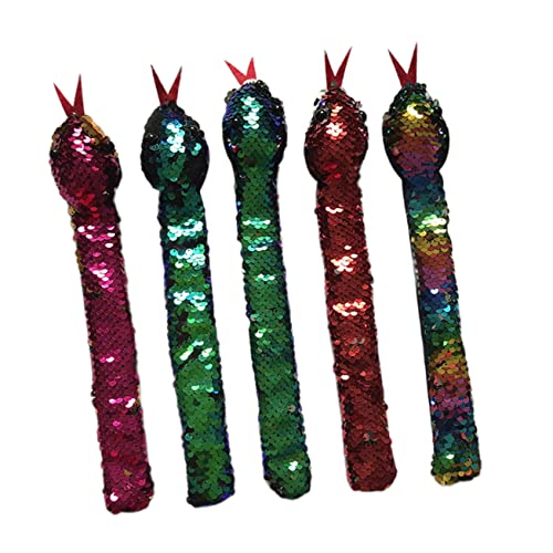 ERINGOGO 5 Stück Teiliges Langlebige Schlangen Slap Armbänder aus Kunstleder Leichte Tragbare Party Spaßbänder für Jungen und Mädchen Farbige Festival Schnapparmbänder von ERINGOGO
