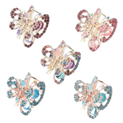 ERINGOGO 5 Stück Teiliges Mini Haarklammern mit Strass Kleine Krallenspangen aus Leichtmetall Rutschfeste Haarschmuck Clips für Mädchen Bunter Glitzer Haargriff Geeignet für Verschiedene von ERINGOGO