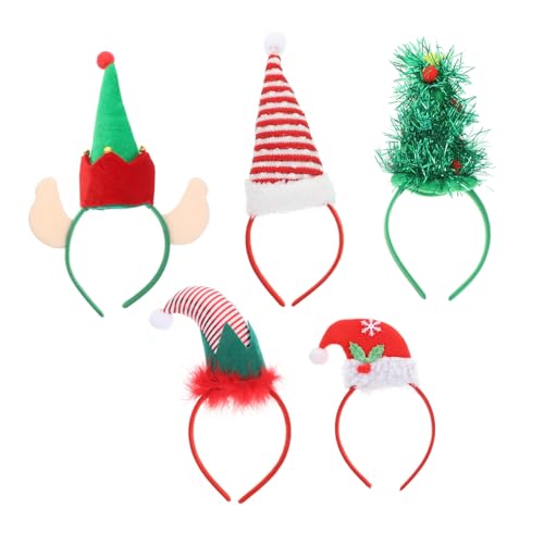 ERINGOGO 5 Stück Teiliges Weihnachts Haarreif mit Stabiler Form Bequemen Langlebigen Xmas Mützen in Verschiedenen Designs für Erwachsene für Weihnachtsfeiern und Karnevalspartys von ERINGOGO