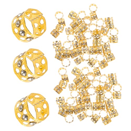 ERINGOGO 50 Stück Goldene Haarmanschetten Haarschmuck Dreadlock Accessoires für Zöpfe und Haarverlängerungen Metallische Haarringe mit Glatter Oberfläche Kratzfest und Einfach zu Verwenden von ERINGOGO