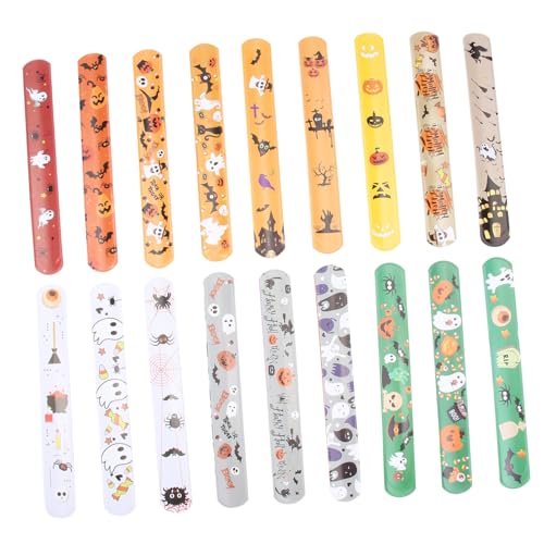 ERINGOGO 50 Stück Halloween Armbänder aus Robustem PVC und Stahl Dekorative Partyarmbänder mit Gruseligen Mustern Langlebig und Auffällig für Halloween Partyzubehör und Kindergeschenke von ERINGOGO