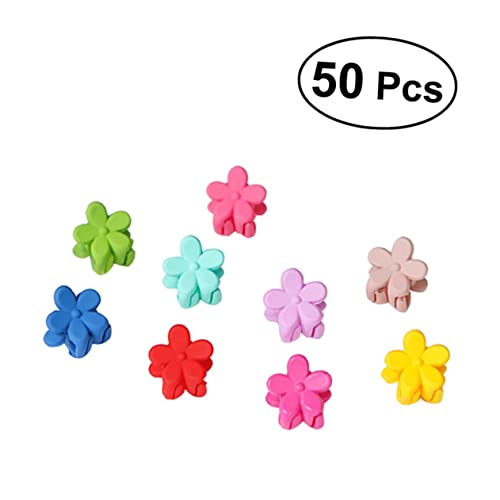 ERINGOGO 50 Stück Mini Haarklammern Mädchen Haarschmuck mit Blumendesign Rutschfeste Kleine Haarspangen für Feines und Dickes Haar Bunte Farben Geeignet für Junge Mädchen Zufällige Farbe von ERINGOGO