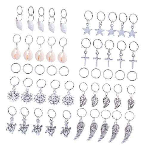 ERINGOGO 50 Stück Teiliges Haarring aus Metall Sternmotiven Silberfarbener Haarschmuck für Zöpfe DIY Haarbänder Zubehör für Partys Hochzeiten und Frisuren von ERINGOGO