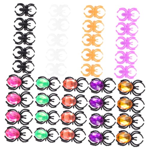 ERINGOGO 50 Stück Teiliges Halloween Spinnenringe mit Schmucksteinen Leichte Kunststoffringe Passende für Damen und Kreative Partydeko und Kostümzubehör für Halloween Karneval ERINGOGO 50 Stück Teiliges Halloween Spinnenringe mit Schmucksteinen Leichte Kunststoffringe Passende für Damen und Kreative Partydeko und Kostümzubehör für Halloween Karneval von ERINGOGO