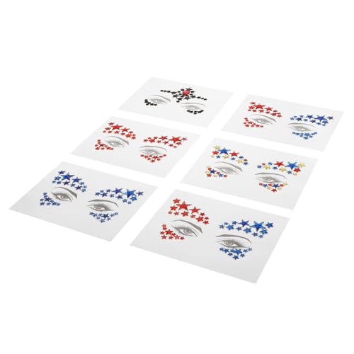 ERINGOGO 6 Blätter Teiliges Kreative Make Up Sticker mit Funkelnden Fünfzackigen Strass Sternen Selbstklebend Hautfreundlich für Gesicht Festival Juwelen und Party Dekoration von ERINGOGO