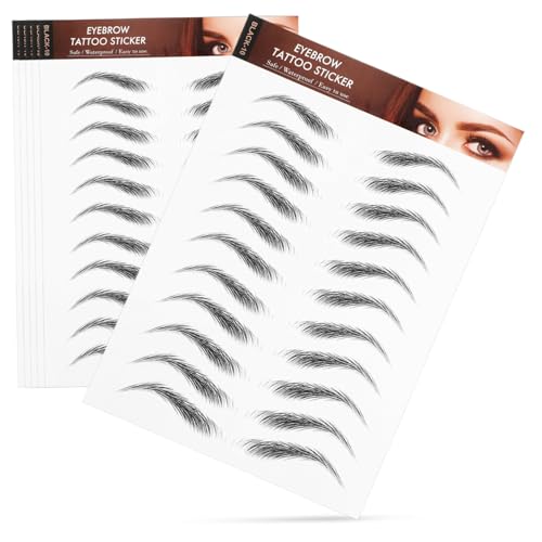 ERINGOGO 6 Blätter Wasserfeste Augenbrauen Tattoos Realistischer Haarstruktur Transfer Aufkleber für Natürliches Augenbrauengrooming und Präzises Formen Tägliche Anwendung von ERINGOGO