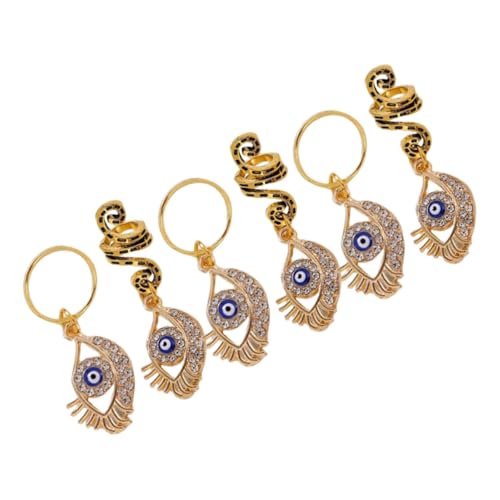 ERINGOGO 6 Stck. Teiliges Metall Dreadlock Haarschmuck Schlangenform Haarring mit Evil Eye Anhänger Stabile Wiederverwendbare Zopfringe für Frauen Dekoratives Accessoire für Geflochtenes von ERINGOGO