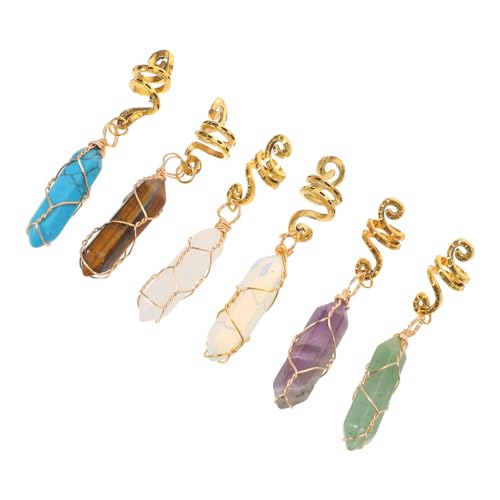 ERINGOGO 6 Stück – Dreadlock Draht Charms Zubehör Natürliche Zöpfe Pferdeschwanz Dekoration Für Den Einsatz Mit Haaren Umwickelter Schmuck Stein Party Anhänger Damen Styling von ERINGOGO