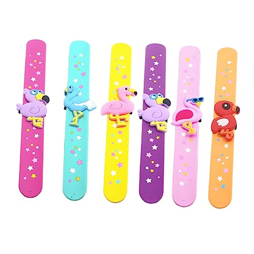 ERINGOGO 6 Stück Flamingo Silikon Snap Armbänder für Bunte Slap Armbänder für Partys und Feste Hautfreundlich Flexibel für Jungen und Mädchen von ERINGOGO