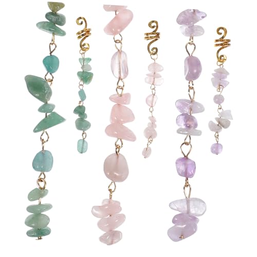 ERINGOGO 6 Stück Teiliges Dreadlocks Haarspiralen aus Jade und Legierung Bunte Haarringe für Zöpfe Leichte Haarschmuck Perlen Wiederverwendbare Braid Accessories für Stilvolle von ERINGOGO