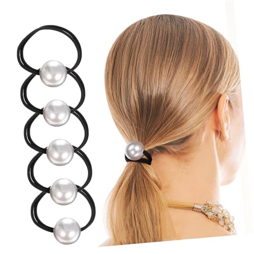 ERINGOGO 6 Stück Teiliges Haargummis mit Großen Perlen Elastische Strapazierfähige Haargummis für Ponytails Flexible Schadstofffreie Haarschmuck Accessoires für Frauen Modisch und von ERINGOGO