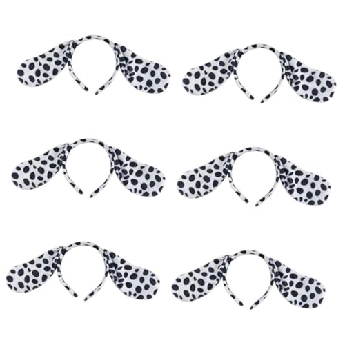 ERINGOGO 6 Stück Teiliges Haarreif mit Dalmatiner Hundeohren Weiches Plüschmaterial Elastisch und Langlebig Niedliche Tier Kopfbedeckung für Kostüm und Mottopartys von ERINGOGO