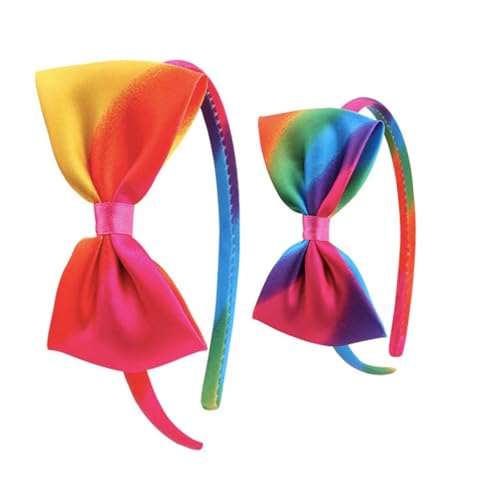 ERINGOGO 6 Stück Teiliges Haarreifen mit Schleifen Bunter Regenbogen haarreif Weiche Langlebige Stirnbänder für Mädchen Verstellbar Geeignet für Geburtstag Party und Fotoshootings von ERINGOGO