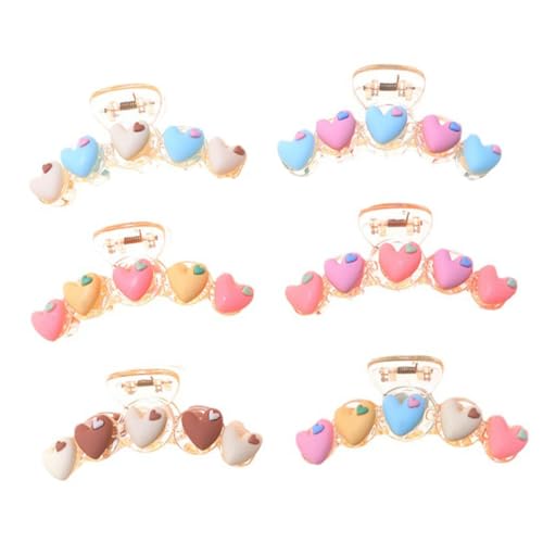 ERINGOGO 6 Stück Teiliges Herzform Große Matte Krallenklammern Bunte Vielseitige Haarspangen für Damen für Styling Alltag Party und Pferdeschwanz von ERINGOGO