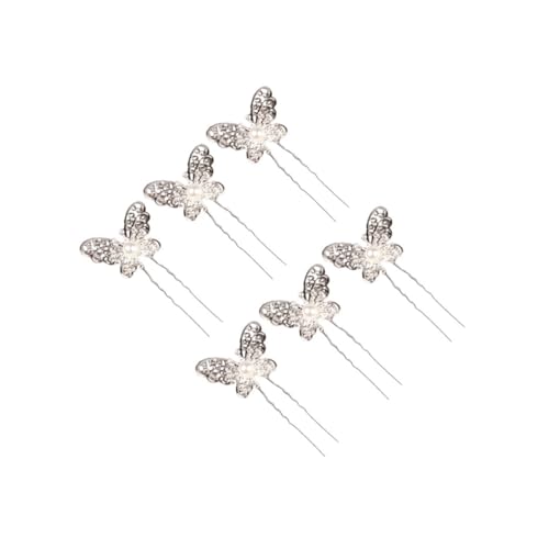 ERINGOGO 6 Stück Teiliges U Förmige Haarnadeln mit Schmetterlingsdesign Metalllegierung Strassbesatz Eleganter Vintage Stil als Braut Haarschmuck für Hochsteckfrisuren bei Damen von ERINGOGO