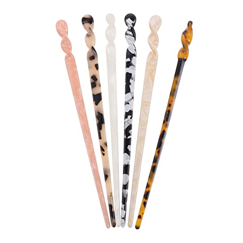 ERINGOGO 6 Stück Teiliges Vintage Haarnadeln aus Acetat Leichte Langlebige Haarschmuck Stäbchen für Dutt und Frisuren Korrosionsbeständig Elegant Geeignet für Damen Mädchen und Teenager von ERINGOGO