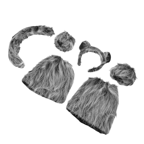 ERINGOGO 6 Stück Teiliges Wolfs Kostümzubehör Set aus Weichem Plüsch mit Animal Ears Haarreif Handschuhen und Beinstulpen Leichtes Cosplay Accessoire für Erwachsene für Halloween und Partys von ERINGOGO