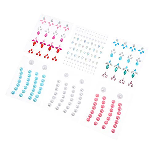 ERINGOGO 6Blätter Selbstklebende Edelsteine Aufkleber Glitzernde Dekoration für Augenbrauen Gesicht und Körper für Partys Feste und Make Up Vielfältige von ERINGOGO