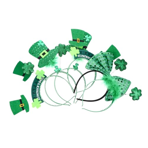 ERINGOGO 6stücke Patrick Kleeblatt Kopfschmuck Grün Pailletten Stirnband Haarschmuck Kopfbedeckung Für Festival Urlaub Mottoparty Zufällige Stil von ERINGOGO