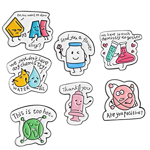 ERINGOGO 7 Stck Teiliges Cartoon Chemie Labor Broschen Metall Anstecknadeln Zufälliger Stil Lapel Pin für Kleidung Rucksäcke Schals Hüte Dekoration von ERINGOGO