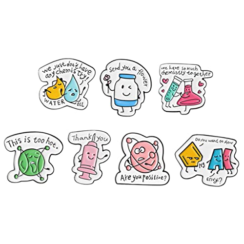 ERINGOGO 7 Stck. Teiliges Cartoon Chemie Labor Broschen Dekorative Metall Anstecker für Kleidung Rucksack Schals Kreative Labor Pin Designs Zufälliger Stil Vielseitig Einsetzbar von ERINGOGO