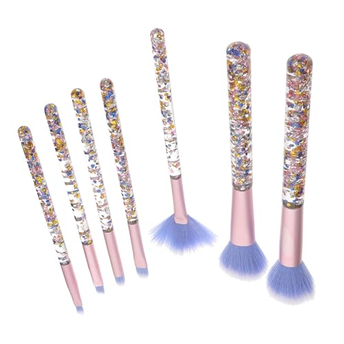 ERINGOGO 7 Stück Teiliges Make Up Pinselset mit Weichen Dichten Borsten für Lidschatten und Lippen Transparenter Blauer Kristallgriff Komfortabel und Vielseitig Geeignet für Anfänger und von ERINGOGO