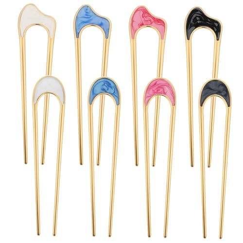 ERINGOGO 8 Stück Haarnadel Französische Haarstäbe Für Frauen Haarzubehör Pfeifer Haarspange Für Dickes Haar Barrettes Zinke Haargabel Brötchen Stifte Automatisch Schließe Kämme Legierung von ERINGOGO