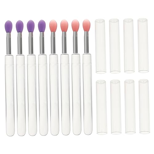 ERINGOGO 8 Stück Teiliges Make Up Silikon Lidschatten und Lippenmasken Applikatoren Transparent mit Deckel Wiederverwendbar Leicht Handlich für Reisen und Professionelles Make Up von ERINGOGO