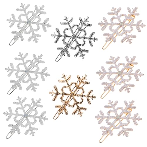 ERINGOGO 8 Stück Teiliges Schneeflocke Haarklammern aus Langlebiger Legierung Weihnachts Haarschmuck für Mädchen Festliche Haarspangen in Gold und Silber zur Haarverschönerung von ERINGOGO