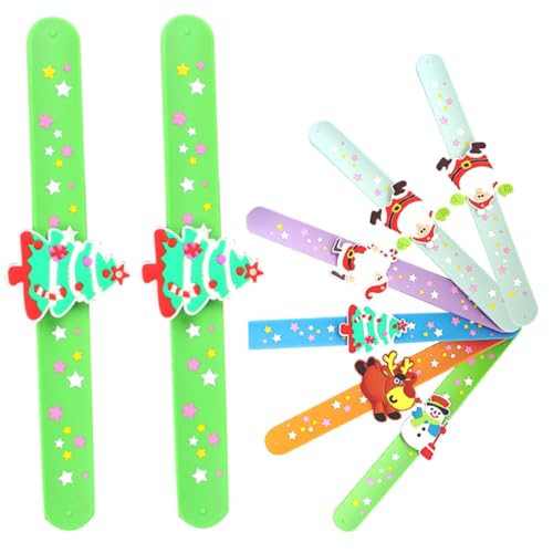 ERINGOGO 8 Stück Teiliges Silikon Klapparmband Weihnachtsarmbänder Mädchen Cartoon Motiv Weihnachtsfeier Party Armbänder Flexibel Leicht Langlebig von ERINGOGO