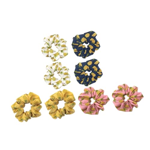 ERINGOGO 8 Stück Teiliges Süße Haargummis mit Ananas muster Elastische Weiche Haarschleifen für Damen Bequeme Strapazierfähige Haarbänder Modischer Haarschmuck für Alltag Zufällige Farbe von ERINGOGO