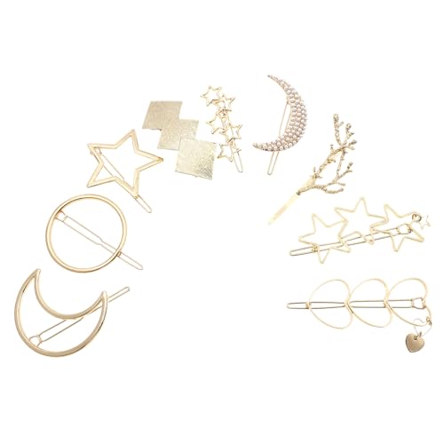 ERINGOGO 9 Stück Teiliges Haarschmuck Hohlem Legierungs Modische Haarspangen mit Stern Herz Monddesign Stilvolle Barrettes für Frauen Vielseitig für Party und Alltag Geeignet von ERINGOGO