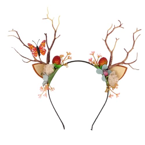 ERINGOGO Antler Haarreif mit und Beeren Weihnachts und Halloween Haarband für Erwachsene Modischer Kopfschmuck aus Kunststoff und Langlebig und Auffällig Zufällige Farbe von ERINGOGO