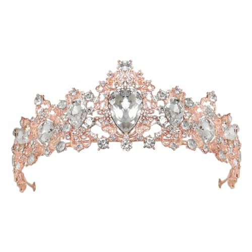 ERINGOGO Barock Brautkrone Retro Hochzeit Haarschmuck Damen Diadem in Roségold und Silber für Festliche Anlässe und Party Accessoire von ERINGOGO