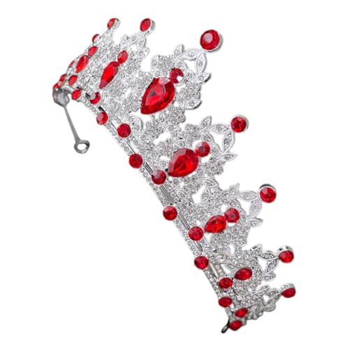 ERINGOGO Barock Brautkrone Rot Silber Strass Tiara Hochzeit Geburtstag Abschlussball Haarschmuck Vintage für Damen Festliche Anlässe von ERINGOGO