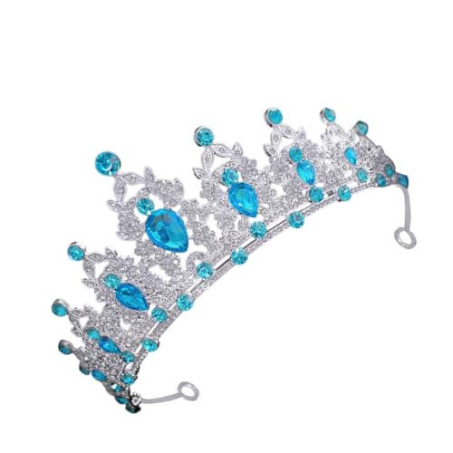 ERINGOGO Barock Krone Damen Braut Tiara mit Strass Hochzeit Geburtstag Kopfschmuck in Silber Himmelblau Elegantes Prinzessin Headpiece für Festliche Anlässe und Cosplay von ERINGOGO