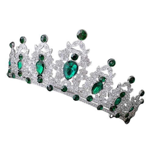 ERINGOGO Barock Krone Diadem mit Strassstein Grün Silbernes Pageant Crown für Hochzeit Geburtstag Ball Kostüm Königliche Braut Tiara für Damen Prinzessinnen Festlicher Haarschmuck von ERINGOGO