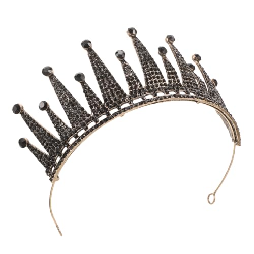 ERINGOGO Barock Tiara Krone mit Schwarzen Strasssteinen Haaraccessoire für Braut Hochzeit Halloween Kostüm Party Damen und Mädchen Luxuriöses Design von ERINGOGO