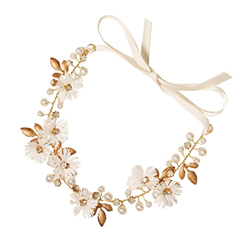 ERINGOGO Blumen Haarband Für Braut Mit Perlen Und Strass Hochzeitskopfbedeckung Mit Floralen Akzenten Für Braut Oder Brautjungfern Für Hochzeiten Und Festliche Anlässe von ERINGOGO